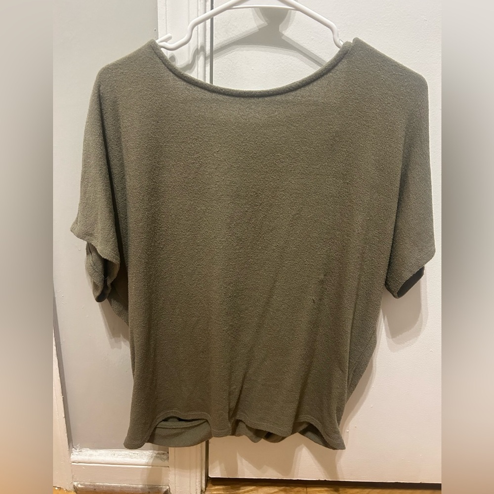 Drape back olive top